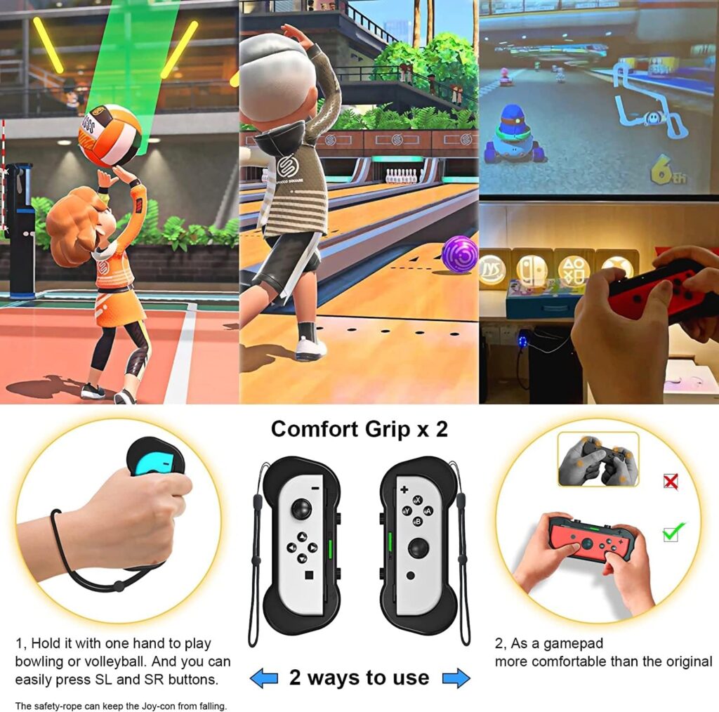 2023 Switch Sports Accessories Bundle Set , 12-in-1 Family Party Pack Game Accessories Kit for Nintendo Switch OLED Sports Games with Tennis Rackets, Golf Clubs ,Sword and Wrist Strap