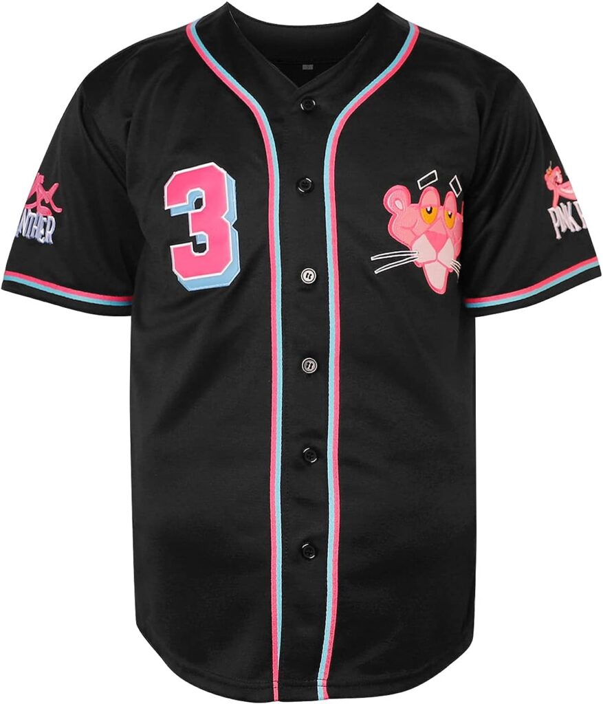 3 Pink Baseball Jersey for Men,90s Hip Hop Stitched Sports Fan Clothing for Party,White Black Blue S-3XL