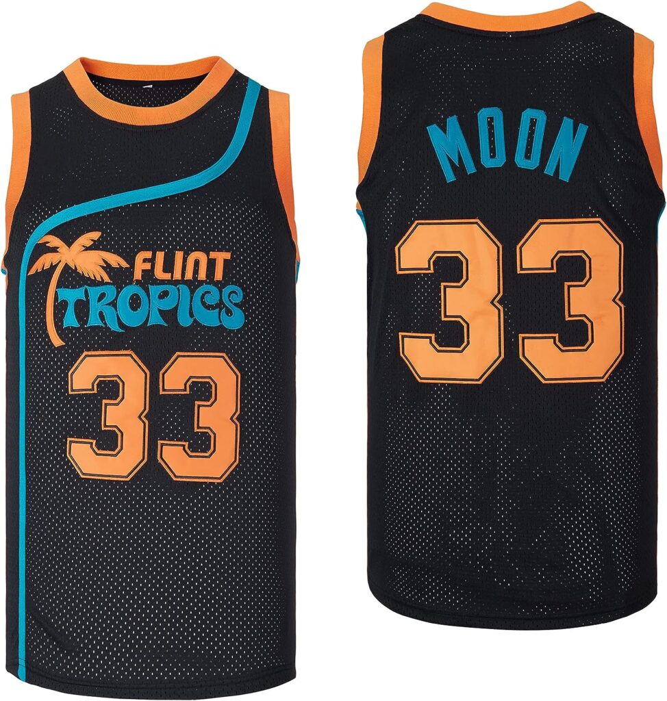 Amazon.com : kekambas Mens #33 Moon Flint Tropics Movie Basketball Jersey Stitched Black Size M : Clothing, Shoes  Jewelry