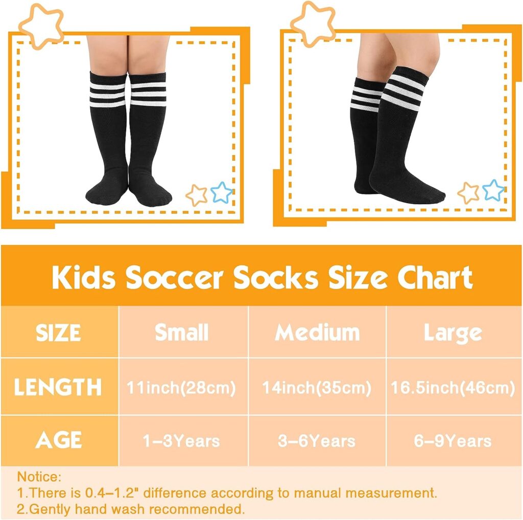 American Trends Kids Toddler Soccer Socks Knee High Tube long Socks Three Stripes Uniform Socks for Boys Girls 1-9 years