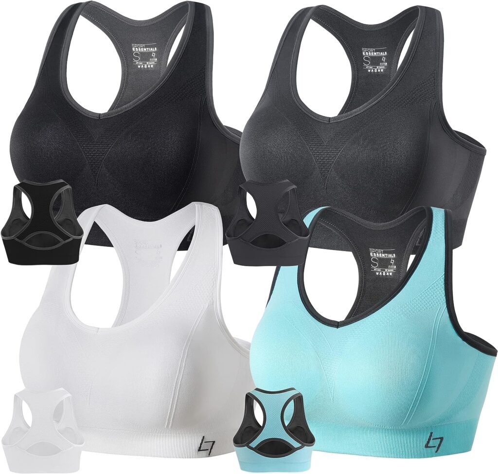 FITTIN Racerback Sports Bras for Women - Padded Seamless High Impact Support for Yoga Gym Workout Fitness