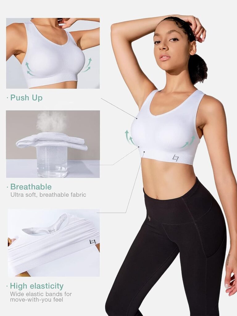FITTIN Racerback Sports Bras for Women - Padded Seamless High Impact Support for Yoga Gym Workout Fitness