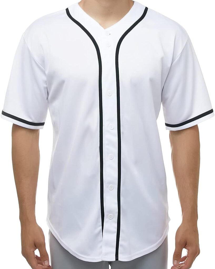 JC DISTRO Mens Short Sleeve Plain Button Down Baseball Jersey Team Jersey Available Upto 3XL