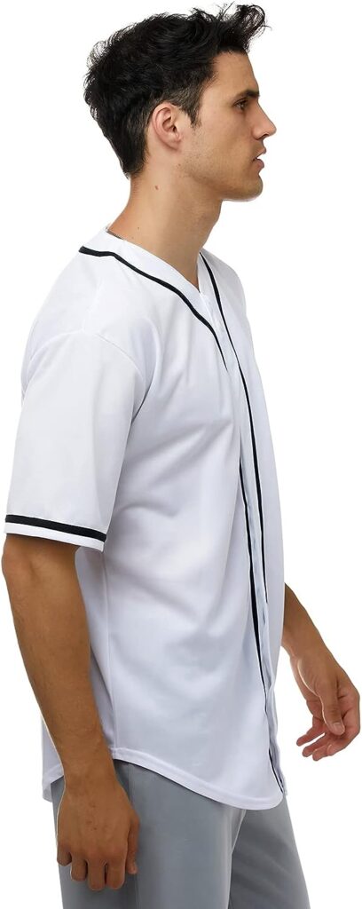 JC DISTRO Mens Short Sleeve Plain Button Down Baseball Jersey Team Jersey Available Upto 3XL