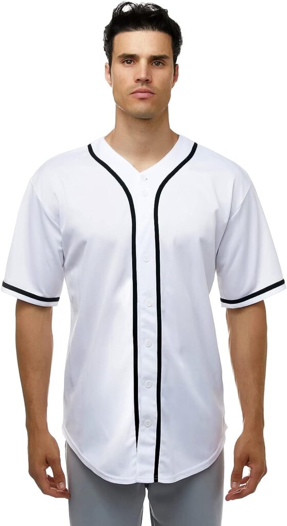 JC DISTRO Mens Short Sleeve Plain Button Down Baseball Jersey Team Jersey Available Upto 3XL