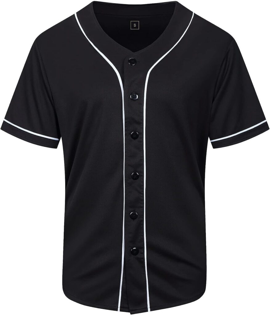 KUAIPAO Blank Baseball Jersey,Short Sleeve Plain Jersey Shirt,Sports Uniform for Men Women (White, Black, Red,Blue,S-3XL) (2XL, Black) : Clothing, Shoes  Jewelry