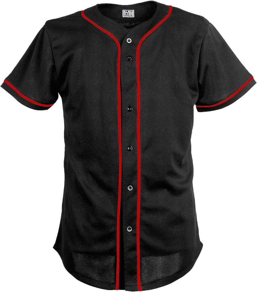 Pullonsy Black Custom Baseball Jersey for Men Full Button Mesh Embroidered Team Name  Numbers S-8XL