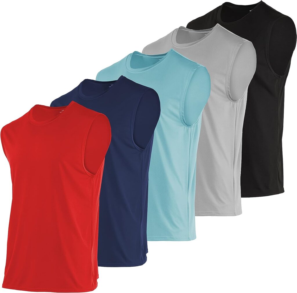 Real Essentials 3  5 Pack: Mens Dry-Fit Active Athletic Tech Tank Top - Regular and Big  Tall Sizes (S-5XLT)