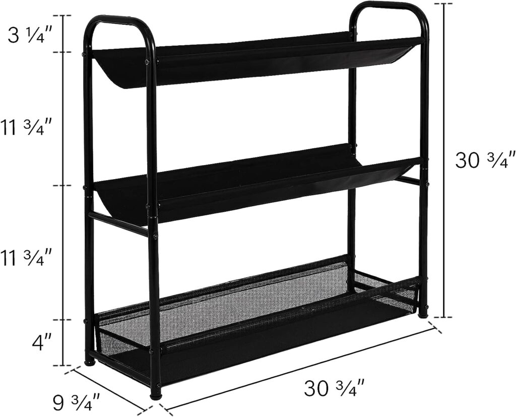 StorageWorks Sports Equipment Organizer, 3-Shelf Ball Rack for Basketball, Garage Toy Storage