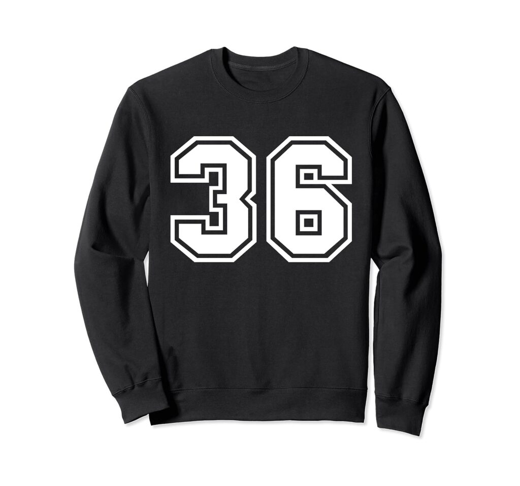 Team Jersey Number #36 Sports Gift Sweatshirt