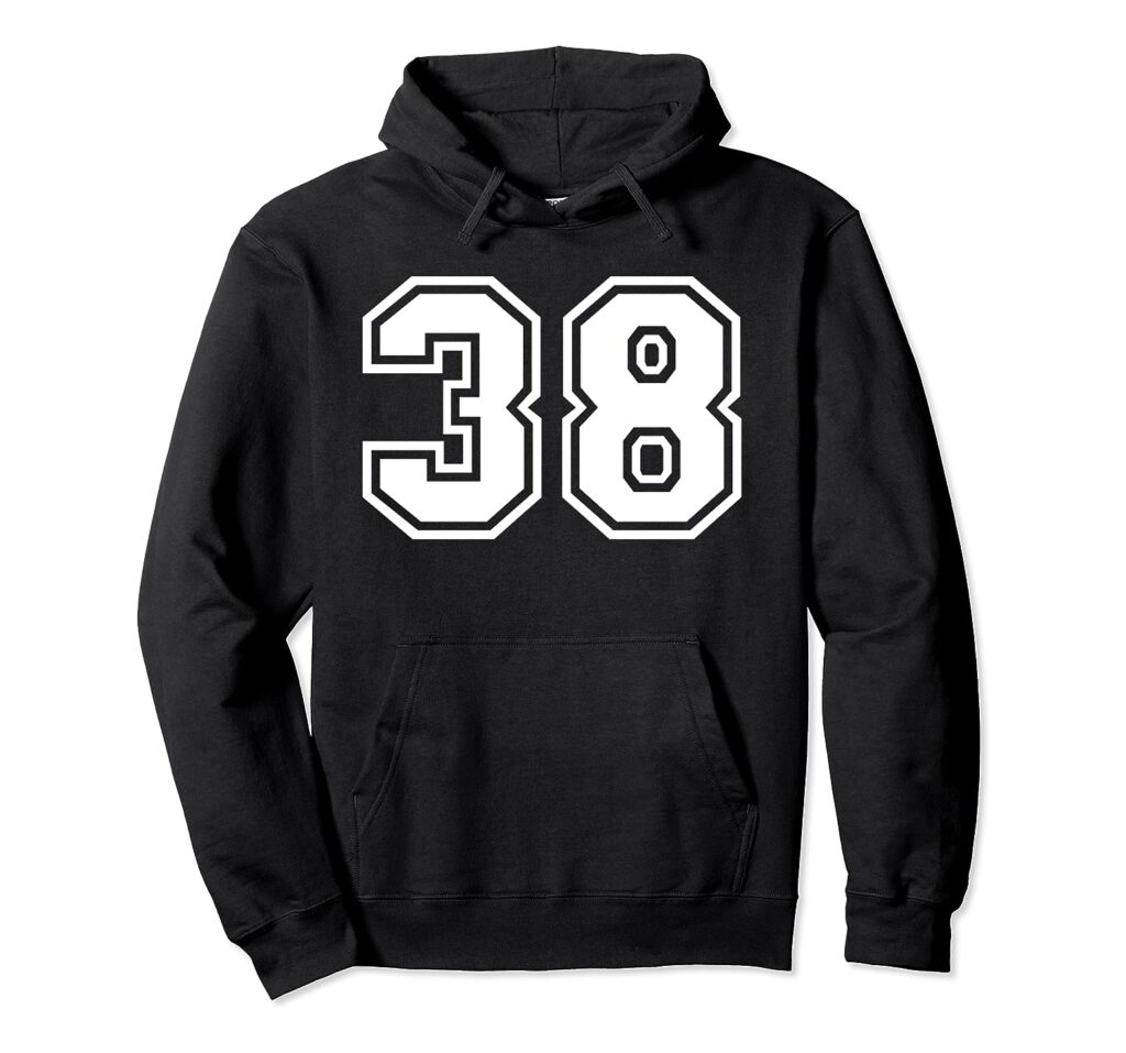 Team Jersey Number #38 Sports Gift Pullover Hoodie