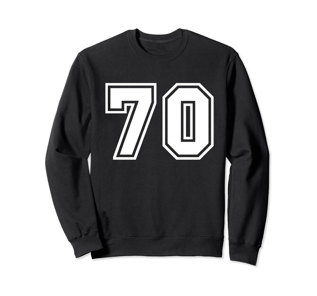 Team Jersey Number #70 Sports Gift Sweatshirt