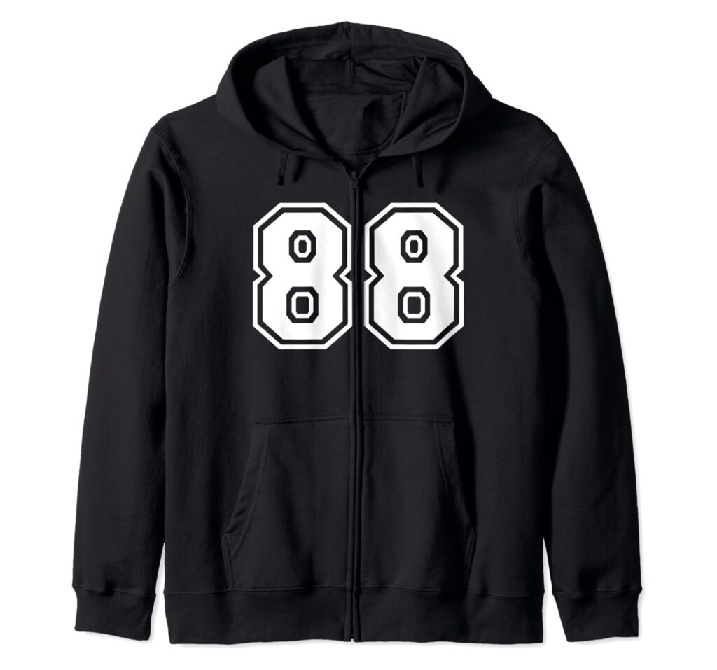 Team Jersey Number #88 Sports Gift Zip Hoodie