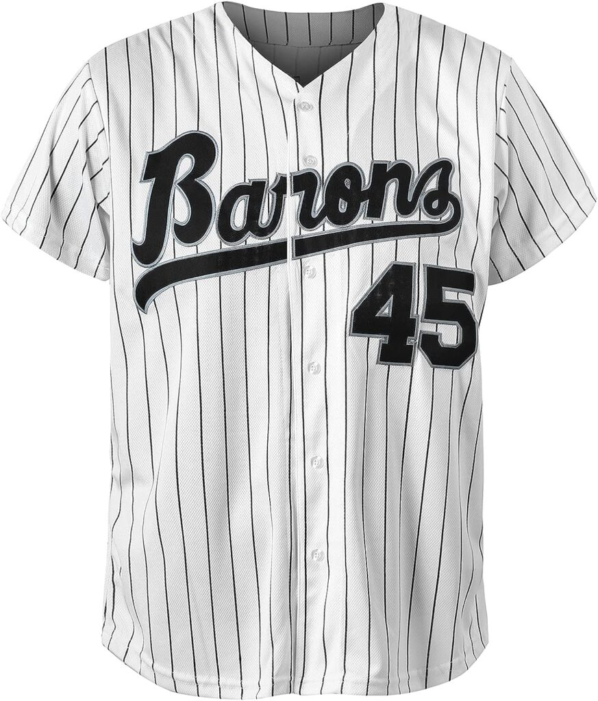 Tocament 90s Outfit for Men and Women,Barons #45 Unisex Hip Hop Clothes,Baseball Jersey Shirts for Party Baseball Gift White XL : Clothing, Shoes  Jewelry