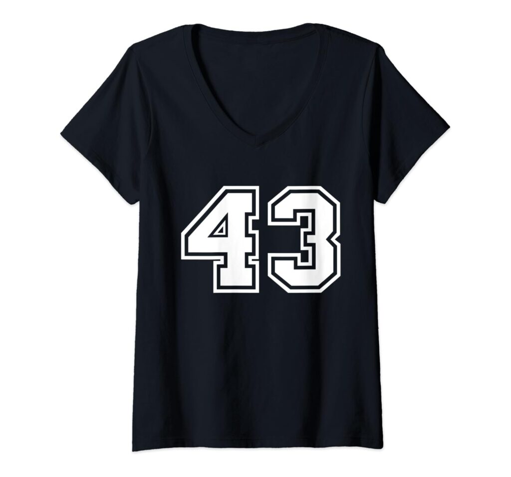 Womens Team Jersey Number #43 Sports Gift V-Neck T-Shirt : Clothing, Shoes  Jewelry