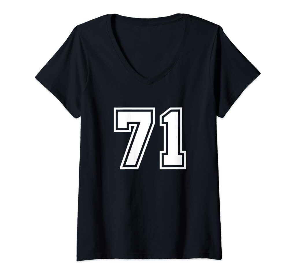 Womens Team Jersey Number #71 Sports Gift V-Neck T-Shirt